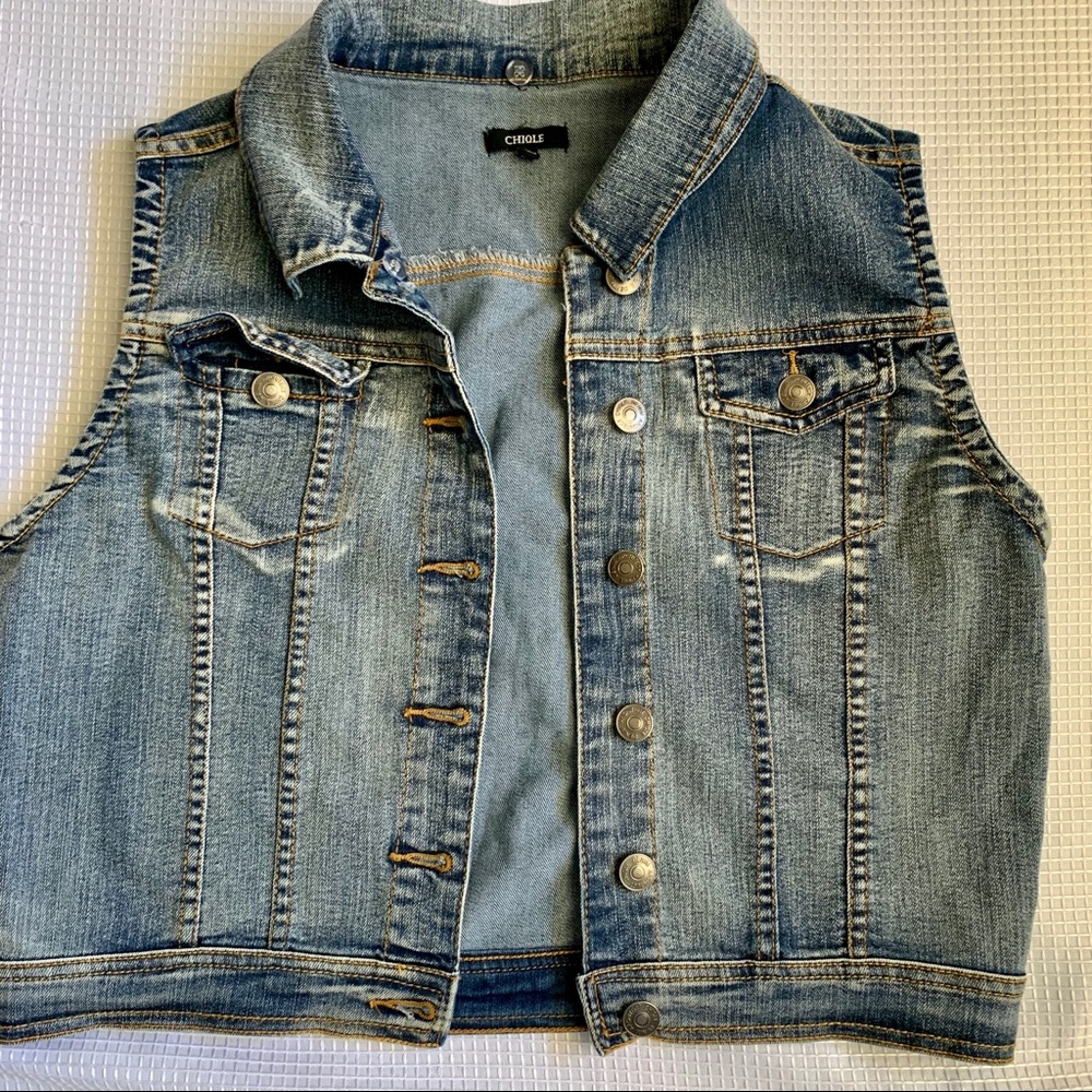 Cropped jean vest